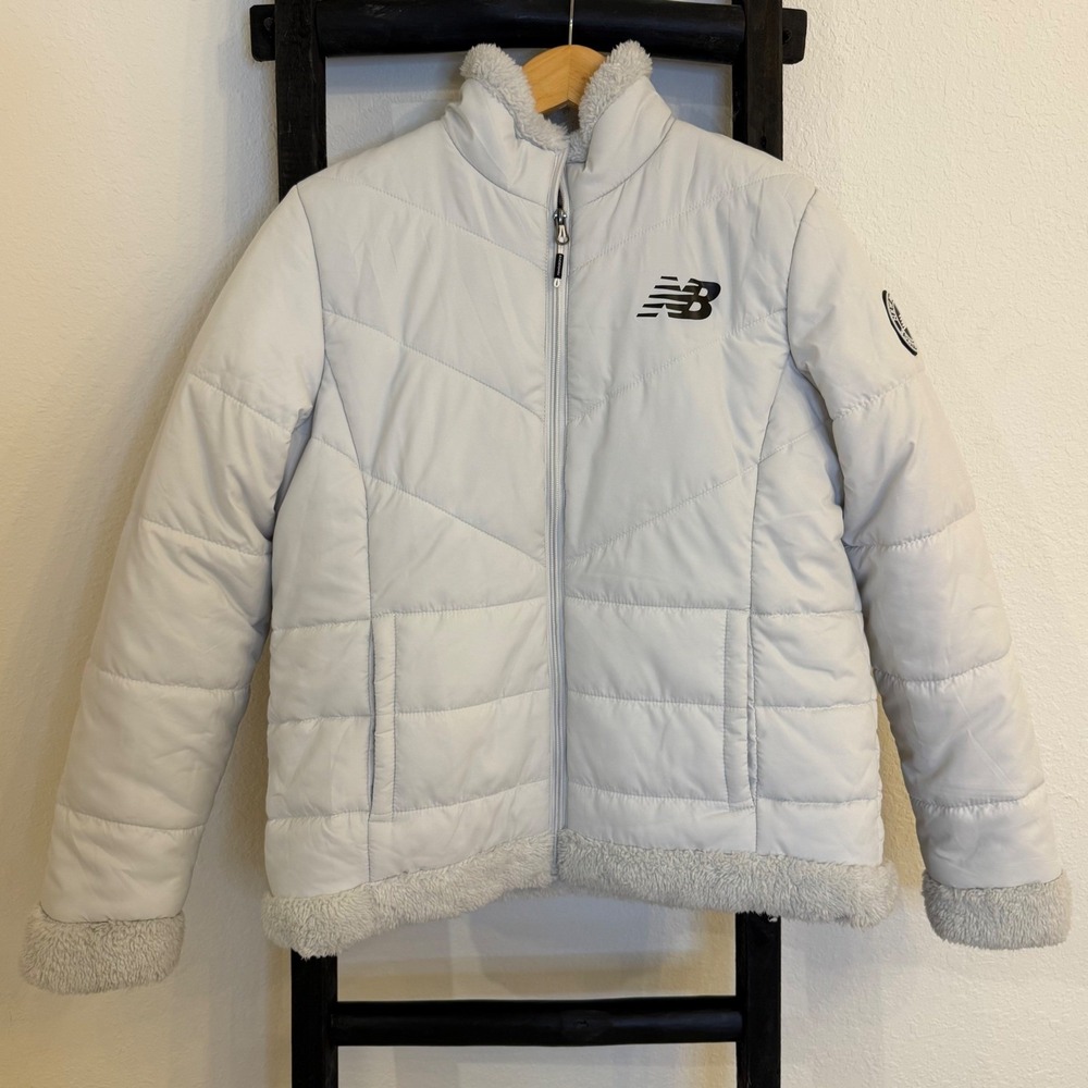 New Balance Womens Puffer Jacket Fleece Lined Hooded Winter‎ Coat Outerwear